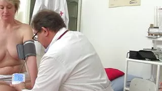 Mature Gyno- pervert gyno doctor operates a cam in his surgery to record patient