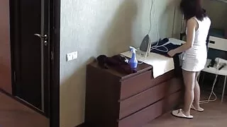 Rebecca rainbow ironing naked