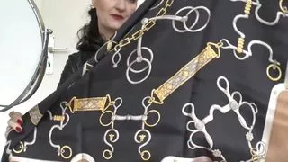 Silk Headscarves and Cloth Masks Fitting - You're on Jerk-off Duty!