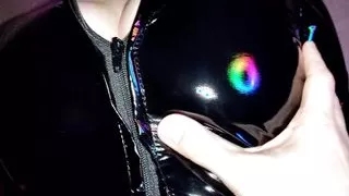 Girl in tight vinyl catsuit loves dick and cum