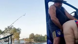 BBW MILF  blows him by the river