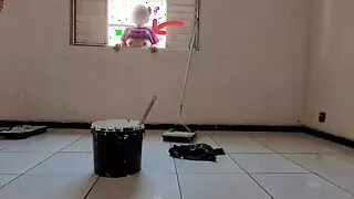 Married housewife cheats on her husband with a painter with a big dick