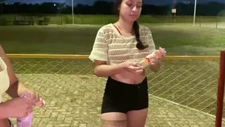 I fuck with my friend after eating ice cream in the park