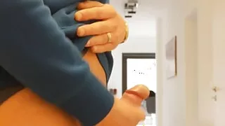 hardly at home first massaging cock