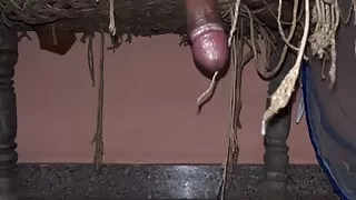 Indian Boy masterbating using Bed