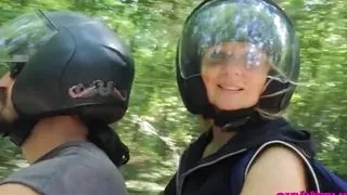 Ride in motion with a slut who gets her ass screwed