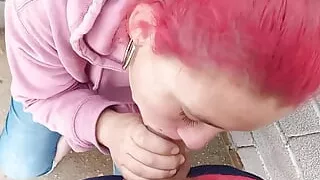 Rich Red Girl Gives Me a Good Cock Suck Until I Come in Her Mouth