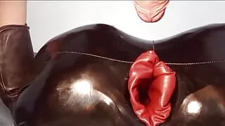 Leather pussy fuck