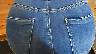 Again?  STEPMOM  lends him her nice ass in jeans to jerk off and cum  - Shely81