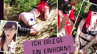 Come with me on a unicorn hunt! Look how it pushes the horn into its pussy!