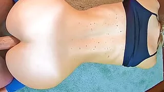 Stepson cums in the ass of a young stepmother, mistaking her for his wife