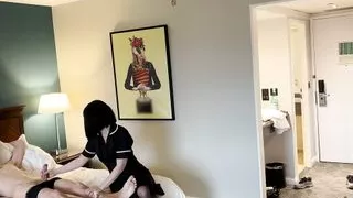 PUBLIC DICK FLASH. I pull out my dick in front of a hotel maid and she agreed to help me cum.