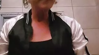 Just a horny milf peeing and masturbating in public bar