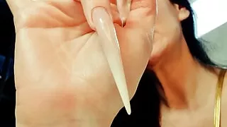 Milky White Stiletto Nails JOI