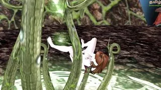 A cute Girl laying on the floor and rubbing and fingering her pussy 3D cartoon animation