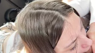 Girl Next Door Paid with Blowjob to Neighbor in Car for Drive her to College!! Cum in Mouth Swallow