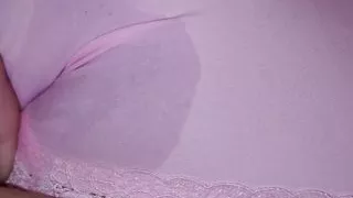 Spitting and Rubbing Sweet Pink Panties and Pussy