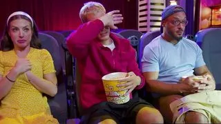 WE SWING BOTH WAYS - Wild Bisexual Threesome With Three Strangers In A Movie Theater