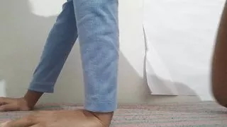 Very cute girl striptease and fingering