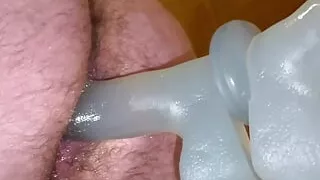 Anal Steve enjoying a long fuck session with a long thick dildo which ends in an explosive orgasm that he eats