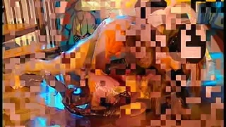 Dirty painter pokes ass holes of supermodels in latex uniform