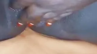 Dark Skin Bitch Masturbating Squirting Long Pussy Lips