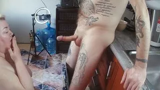 I suck and jerk off my son-in-law's cock and get a portion of cum on my face