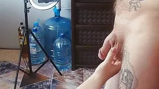 I suck and jerk off my stepson's cock and get a portion of cum on my face