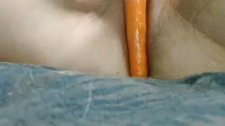 Horny girlfriend using food to fuck pussy