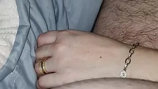 Step son let step mom hand slip and handjob his dick