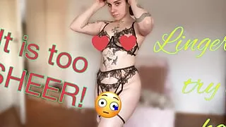 Hot Tattooed Alternative model See Through Lingerie try on haul
