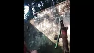 Indian telugu Village aunty natural bathing saggy boobs