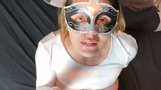 After training, she gave a blowjob and swallowed