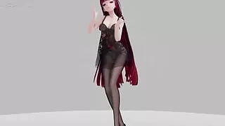 Honkai Impact Raiden Mei I'm so Hot Strip Show Hentai Mmd 3D Red Hair Color Edit Smixix