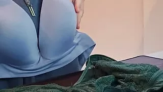 Cum shot and jerking off on my wifes bra's