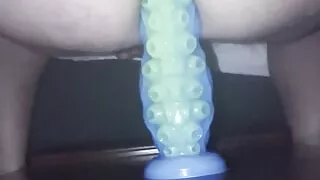 On my knees hilting the 13" T toy!!!