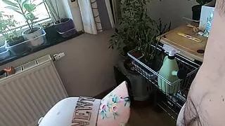 Girlfriend sucks cock at home and swallows cum