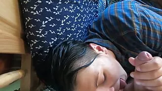 Drop your phone and suck my cock, honey. I wanna cum in your mouth.