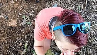 Quick outdoor blowjob at an abandoned house