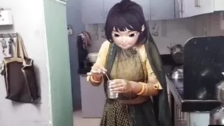 Naughty Desi Wife husband with cooking by her sex