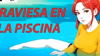 JOI hentai, naughty in the pool. Spanish voice.