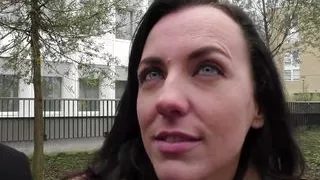 He gives his beautiful brunette girlfriend and watches her getting screwed by a big black dick