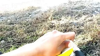 Public cumshot in the lake  They almost discovered us