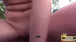 Public European babe pussyfucked outdoor by her sex date
