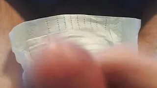 Gamer boy takes a long time to orgasm with diaper