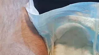 Gamer boy gets orgasm with his diaper