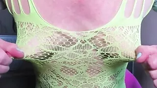 Horny in Green Bodystocking