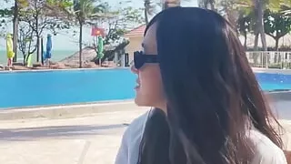 Me- Sexy Beauty Girl Model and Coconut. Poolside Beautiful Alert!