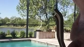 Jerking Foo Out Next To The Pool