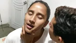 My stepbrother rests and I ask him to play with me and we end up warming up and each other